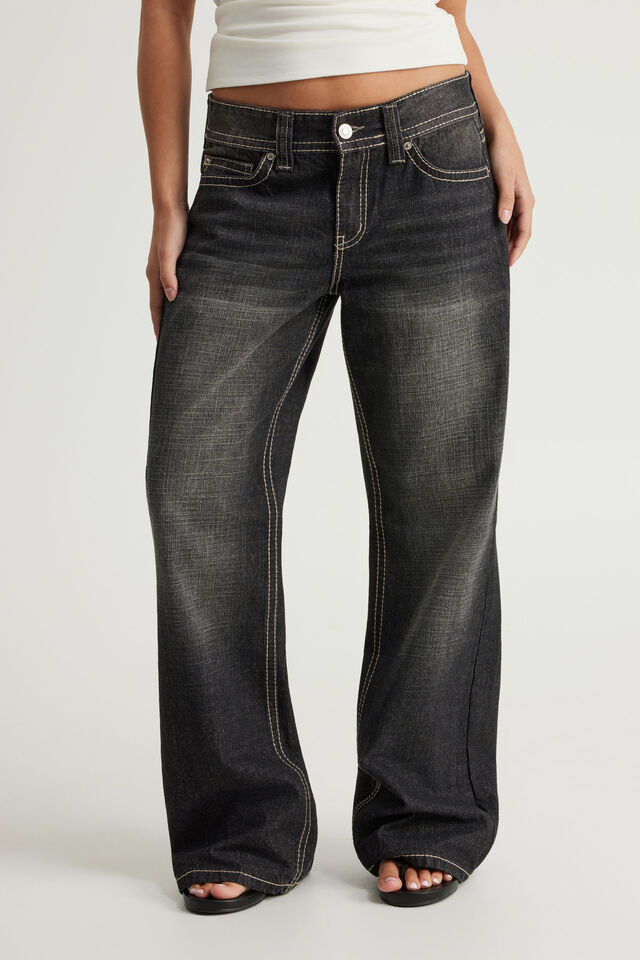 Luca Low Rise Bootleg Jean, BLACK AMEX