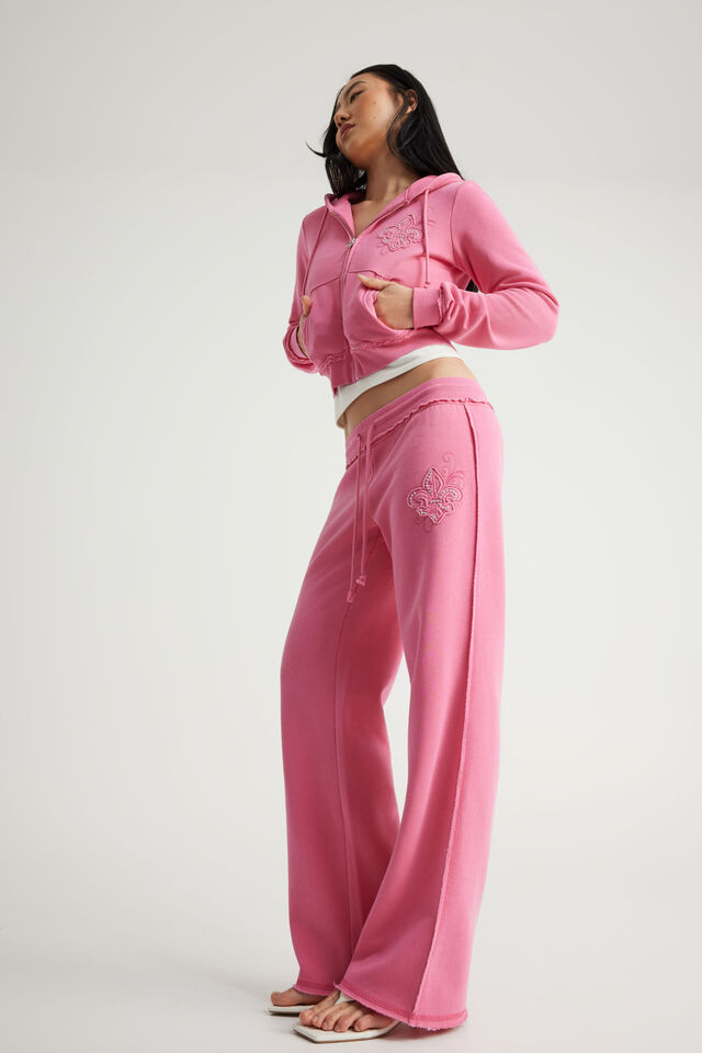 Straight Leg Track Pant, NTN WASHED HYPER PINK
