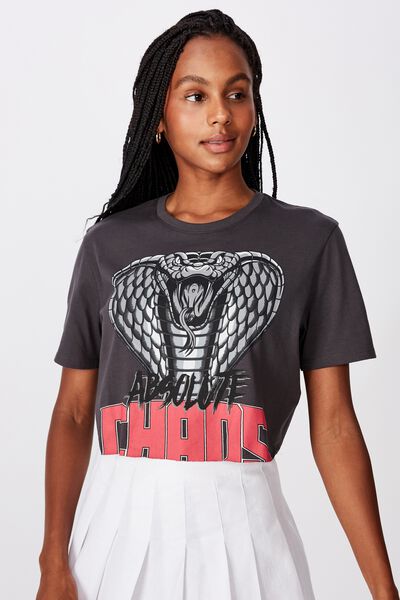 Short Sleeve Raw Edge Crop T Shirt, CHAOS/ASPHALT