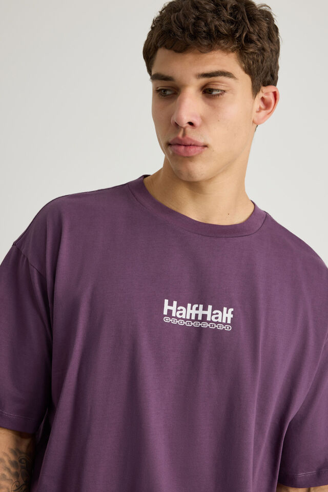 Half Half Box Fit Graphic T Shirt, HH GRAPE/HALF HALF HARDWARE