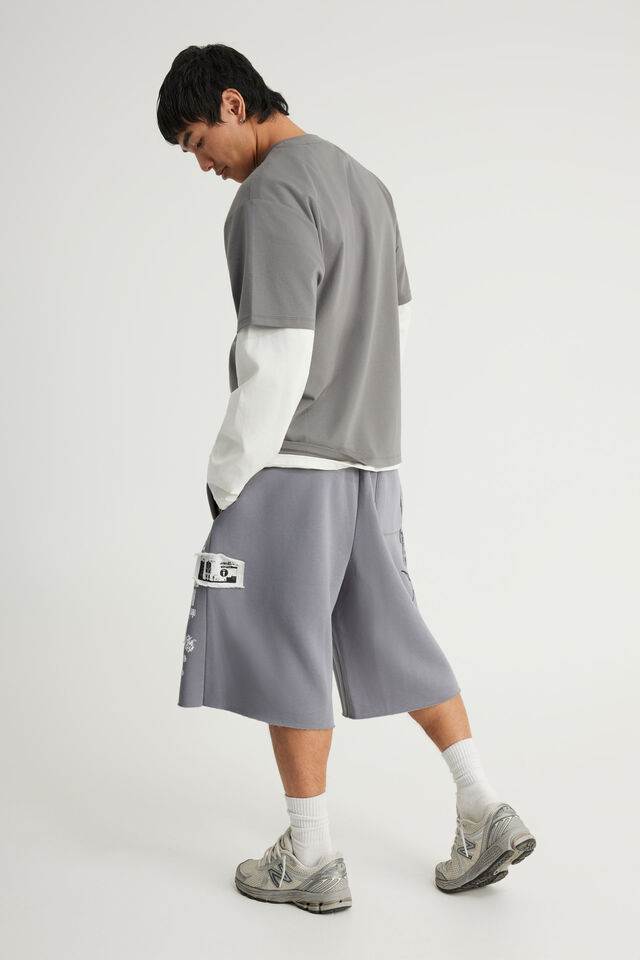 Attack On Titan Baggy Track Short, LCN AOT WASHED PAVEMENT/TITAN PATCHWORK