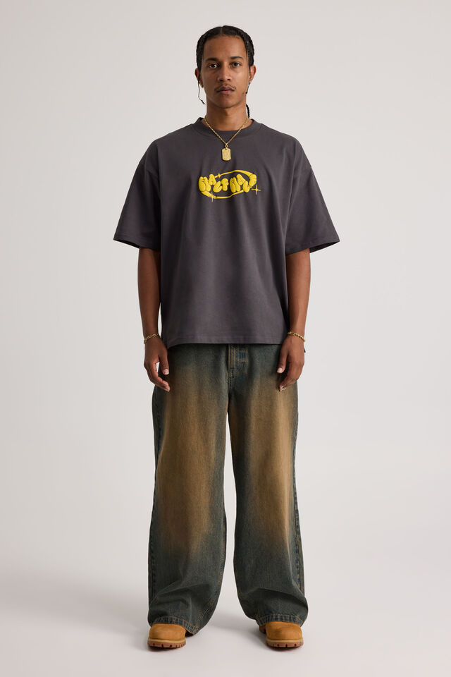 Half Half Heavyweight Box Fit Graphic Tshirt, HH SLATE/HALF HALF BUBBLE