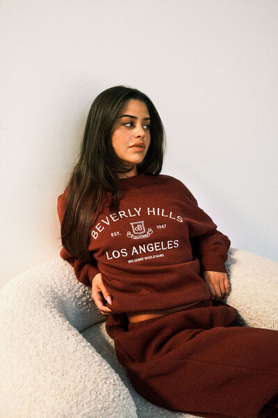 Original Crew Neck Sweater, WASHED BORDEAUX/BEVERLY HILLS HERITAGE