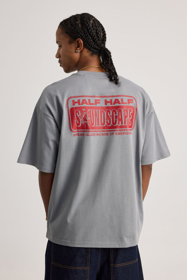 Half Half Heavyweight Box Fit Graphic Tshirt, HH CONCRETE/SOUNDSCAPE