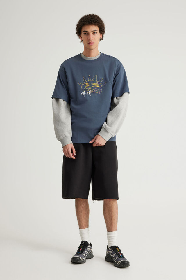 Half Half Heavyweight Core Fit Tshirt, HH ORION BLUE/SCRIBBLE