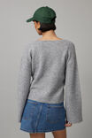 Charlie V Neck Knit Jumper, GREY MARLE - alternate image 3