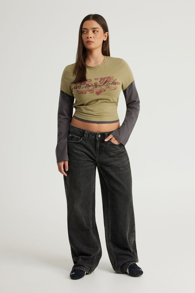 Luca Low Rise Jean, VHS STATIC BLACK