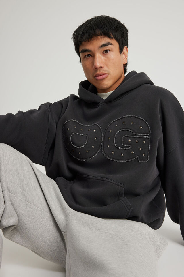 Open Gallery Hoodie, OG WASHED BLACK/STUDS