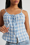 Luna Woven Button Front Cami, BLUE CHECK - alternate image 4