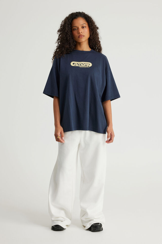 Oversized Graphic Tee, WASHED NAVY BLAZER/AMORE STAR