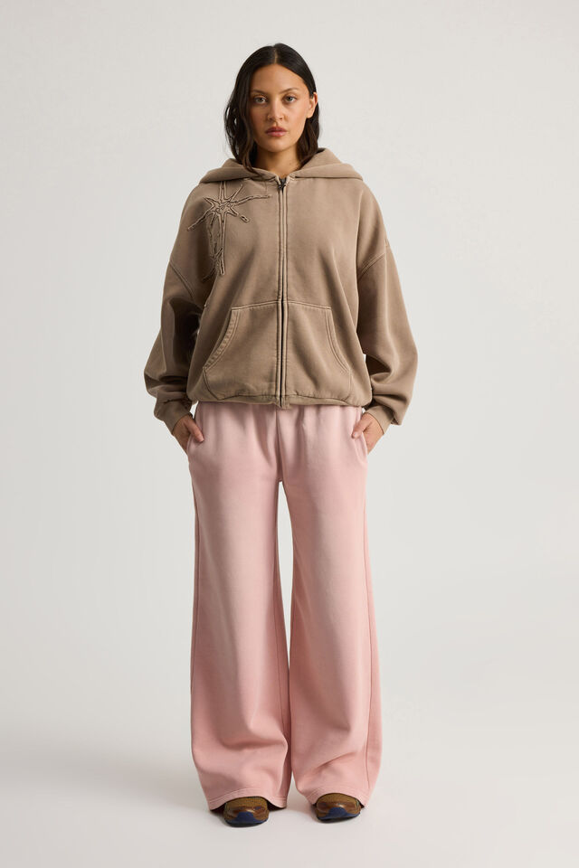 Allie Zip Through Slouchy Hoodie, WASHED MORTAR/STARBUST