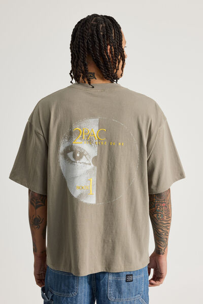 Archive Music Merch T Shirt, LCN BRA KHAKI MIST/TUPAC CD