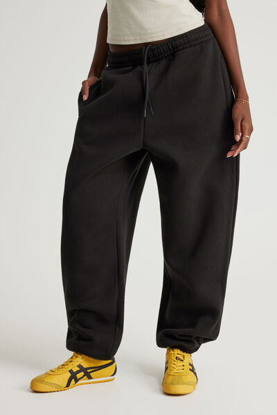 Baggy Cuffed Trackpant, BLACK