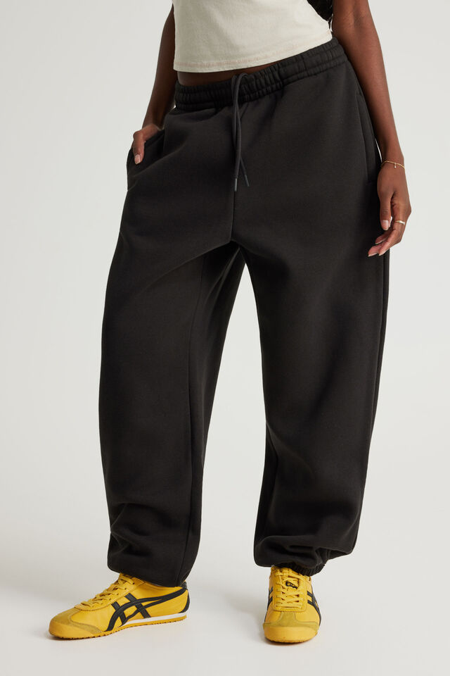 Baggy Cuffed Trackpant, BLACK
