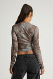Fitted Long Sleeve Top, GREY BROWN TIE DYE - alternate image 3
