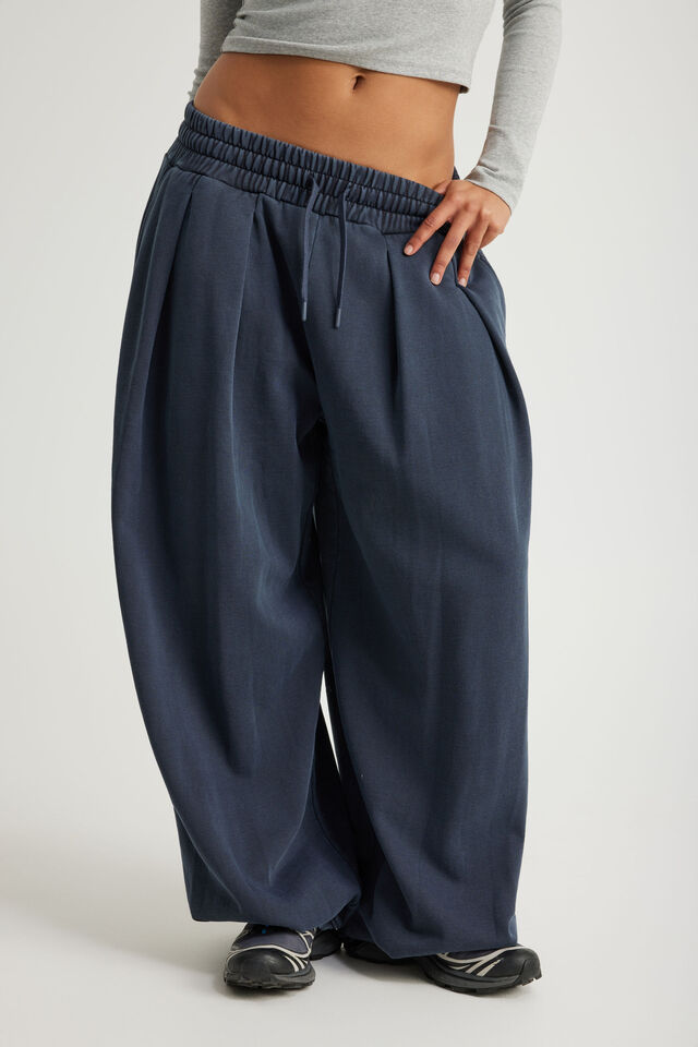 Balloon Pleated Trackpant, WASHED SEAL