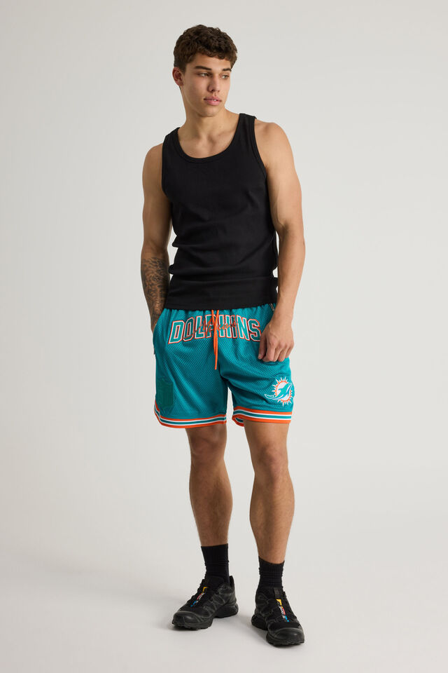 Nfl Basketball Short, LCN NFL TEAL/DOLPHINS RETRO CLASSIC HEM
