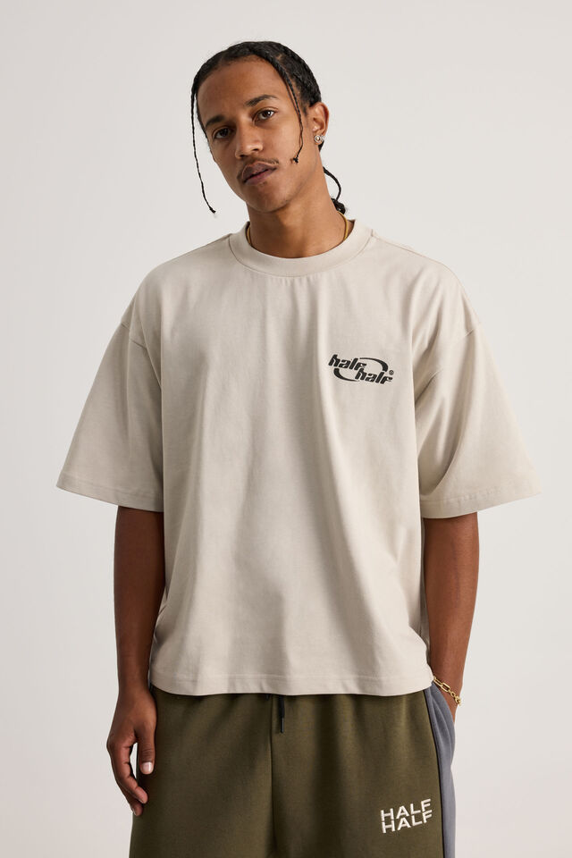 Half Half Boxy Cropped Graphic Tshirt, HH FOG/HALF HALF SHIBUYA