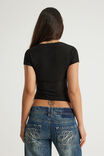 Mesh Square Neck Top, BLACK - example image 3