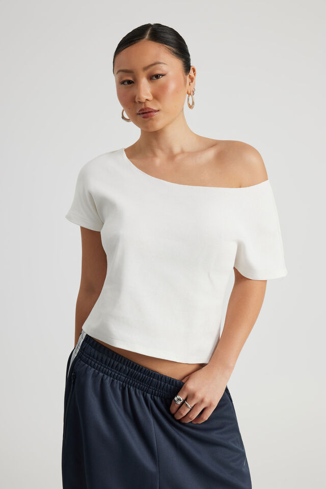 One Shoulder Graphic Tee, CLOUD