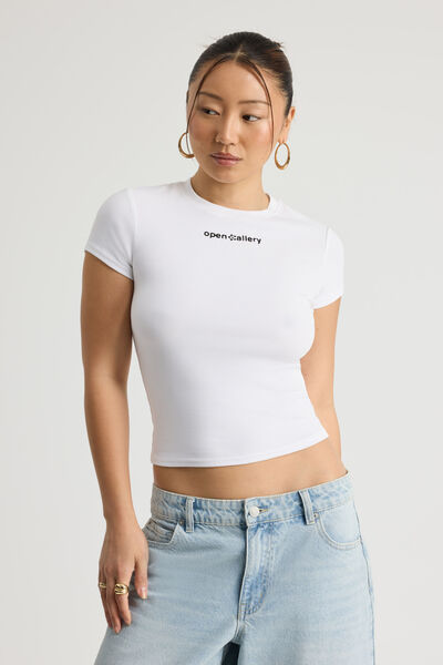 Fitted Graphic Tee, WHITE/OPEN GALLERY IDEAS DEPT
