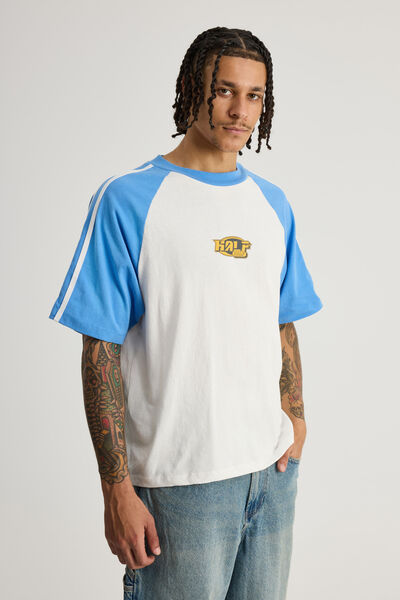 Half Half Boxy Raglan Tshirt, HH CLOUD/NEPTUNE VANDALISE