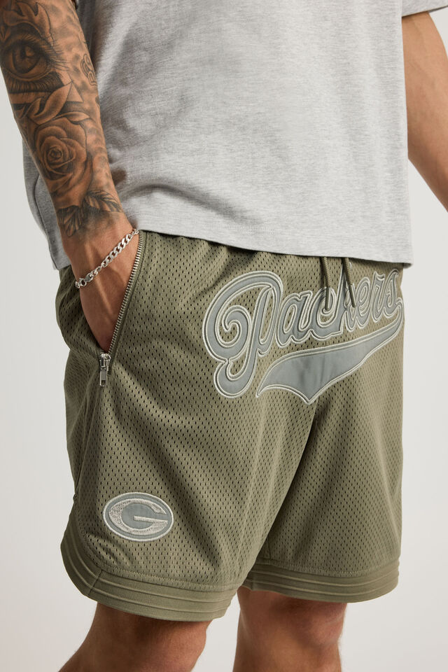 Nfl Basketball Short, LCN NFL DUSTY KHAKI/PACKERS TONAL