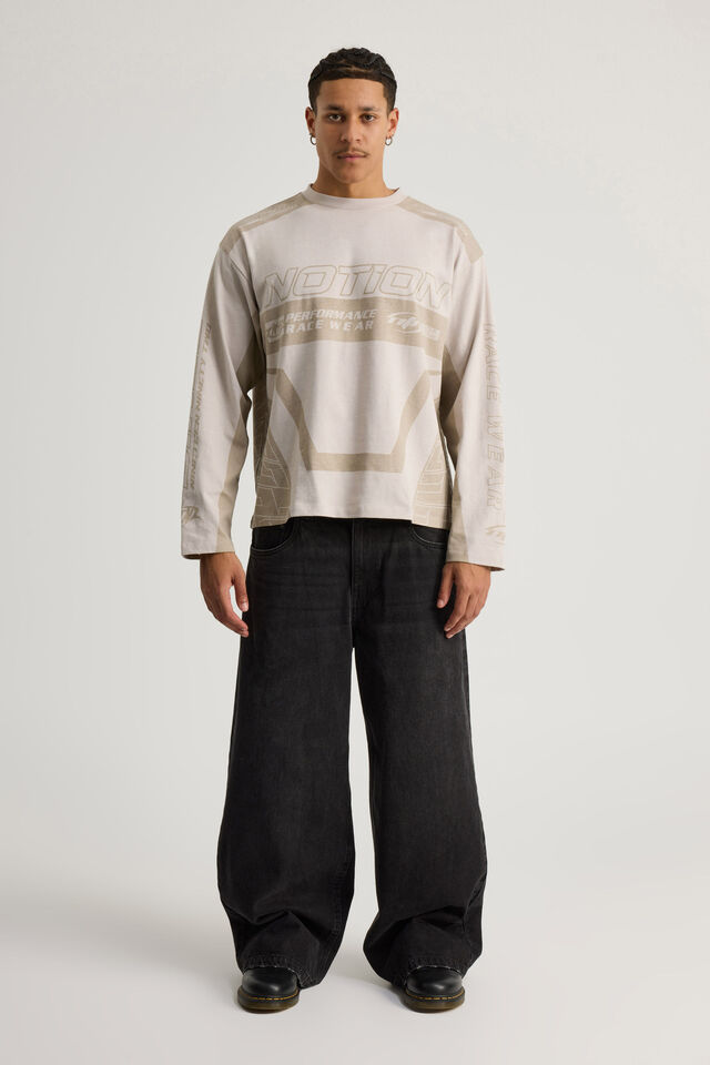 Notion Long Sleeve Box Fit Tshirt, NTN PEBBLE/NOTION TONAL