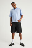 Half Half Boxy Cropped Short Sleeve Shirt, HH WHT BLUE CHECK MULTI PLACEMENT - example image 2