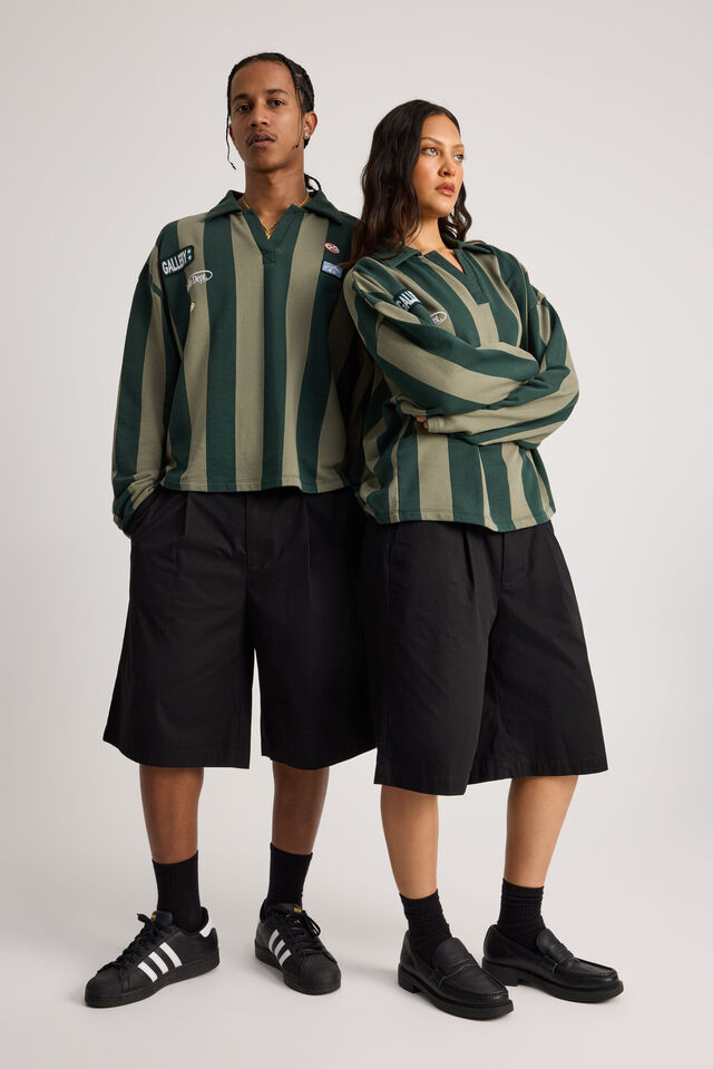 Open Gallery Striped Polo, OG DUSTY KHAKI STRIPE/OPEN GALLERY ICONS