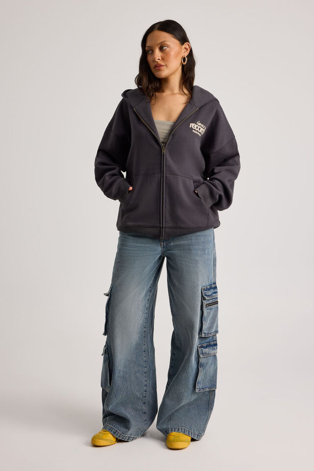Half Half Zip Thru Hoodie, HH SLATE/HALF HALF SUPPLY STORE