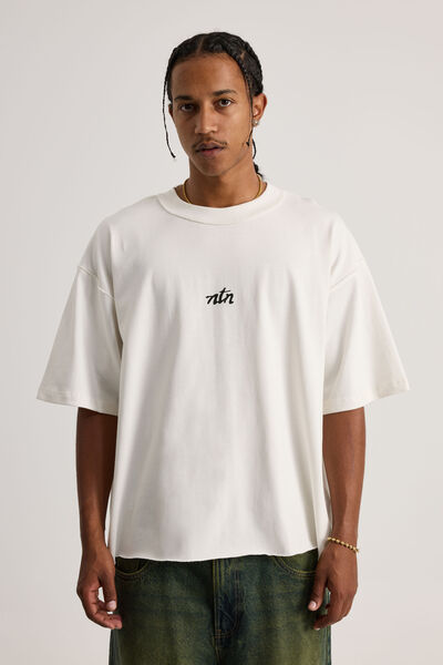 Notion Boxy Cropped Heavyweight Tshirt, NTN VINTAGE WHITE/SPARSE CITY