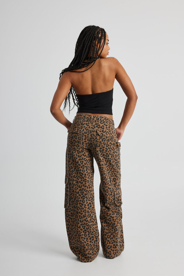 Lexi Baggy Cargo Jean, LEOPARD PRINT