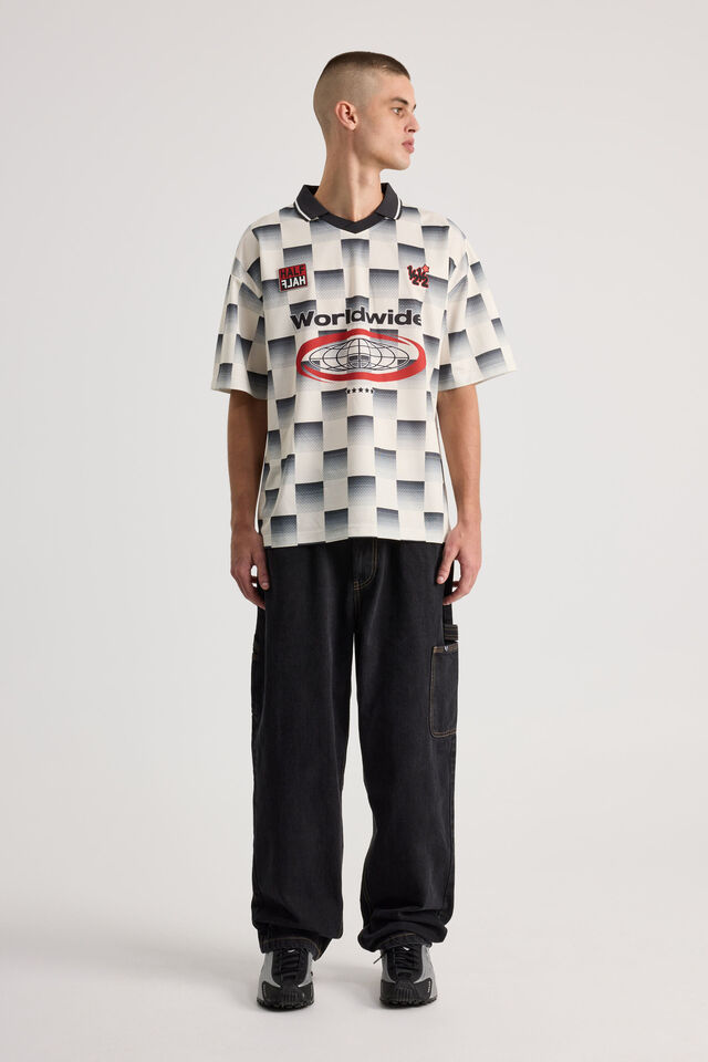 Half Half Baggy Painter Jean, BLACK STONE