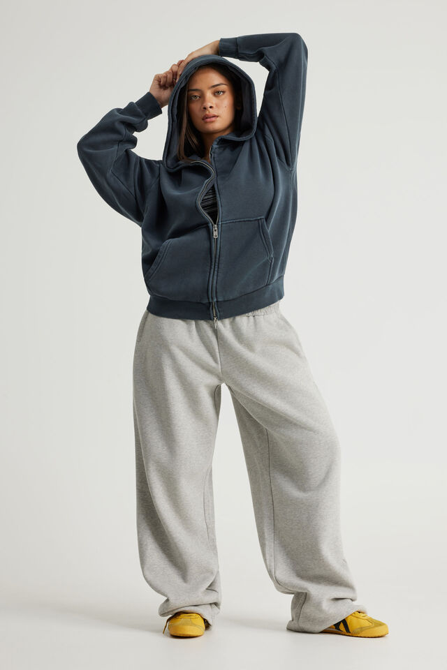 Authentics Boxy Zip Thru Hoodie, WASHED NAVY