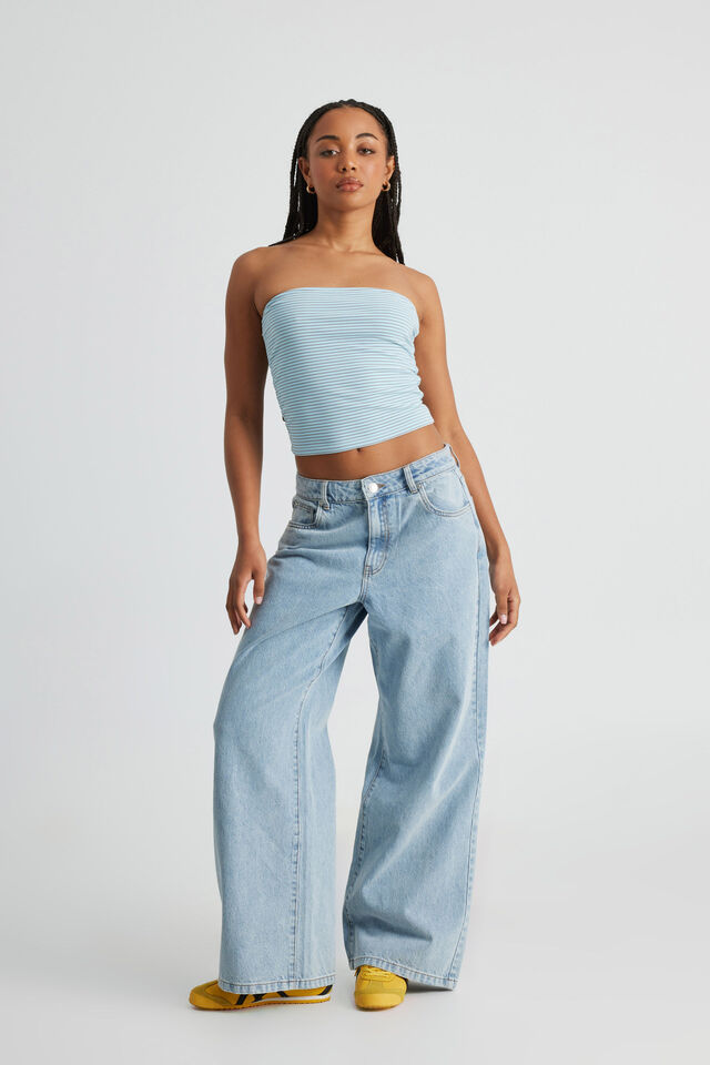 Gathered Bandeau, BLUE STRIPE