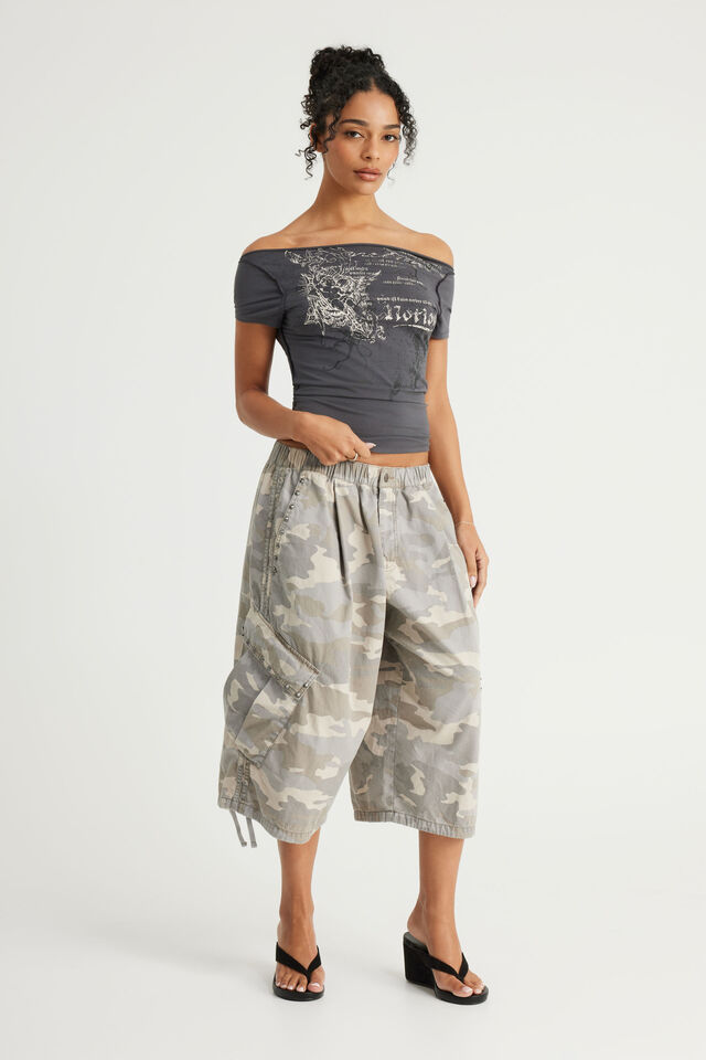 Boat Neck Graphic Tee, SLATE / GOTHIC ANGEL