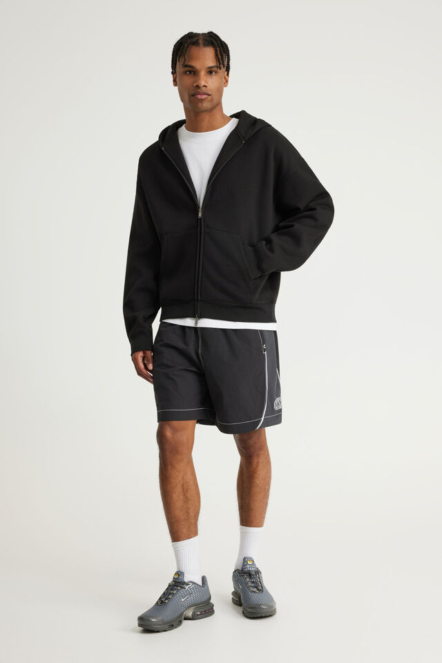 Half Half Pull On Short, BLACK/PIPING