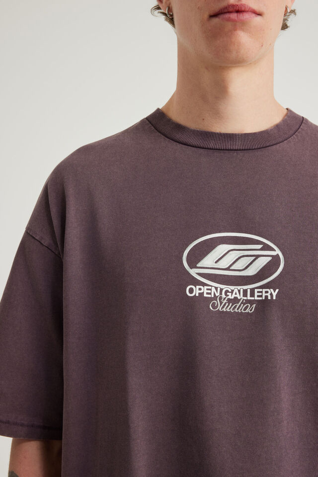 Open Gallery Box Fit Tshirt, OG WASHED FROZEN BERRY/STUDIOS