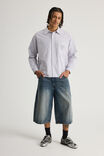 Open Gallery Boxy Cropped Long Sleeve Shirt, OG INDIGO PINSTRIPE/EVERYDAY ART - alternate image 2