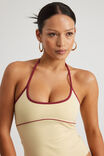Tie Neck Halter Top, DAFFODIL/CRANBERRY - alternate image 4