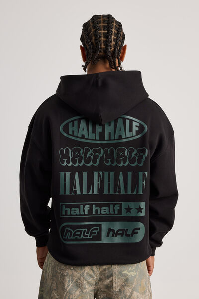 Half Half Hoodie, HH BLACK/HALF HALF HERITAGE
