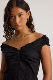 Novie Off Shoulder Shirt, BLACK - alternate image 4