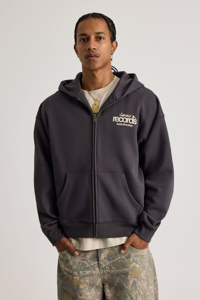 Half Half Zip Thru Hoodie, HH SLATE/HALF HALF SUPPLY STORE