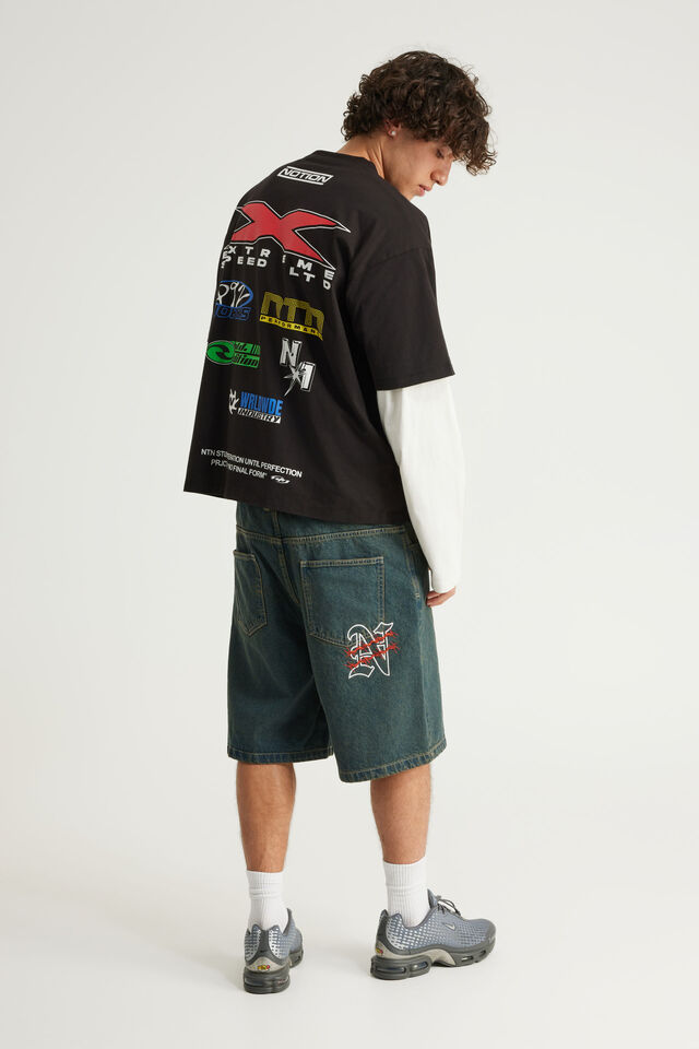 Notion Baggy Denim Short, GARAGE BLUE/GRAPHIC