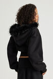 Notion Corset Zip Through Hoodie, NTN BLACK/FAUX FUR - example image 4