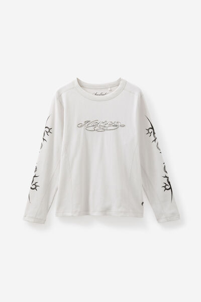 Notion X Smolbrat Shruken Long Sleeve Tshirt, PUMICE/SMOLBRAT NOTION CROWN