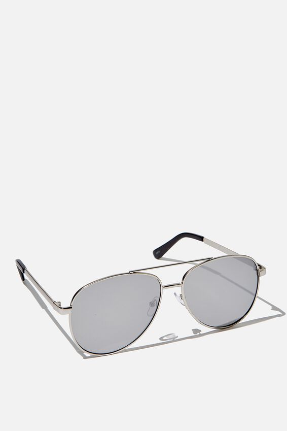 Metal Aviator Sunglasses, SILVER