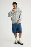 Half Half Zip Thru Hoodie, HH GREY MARLE/PANEL - example image 2