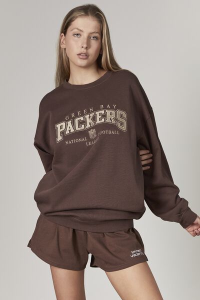 Lcn Nfl Oversized Graphic Crew, LCN NFL WASHED BITTER CHOC/PACKERS